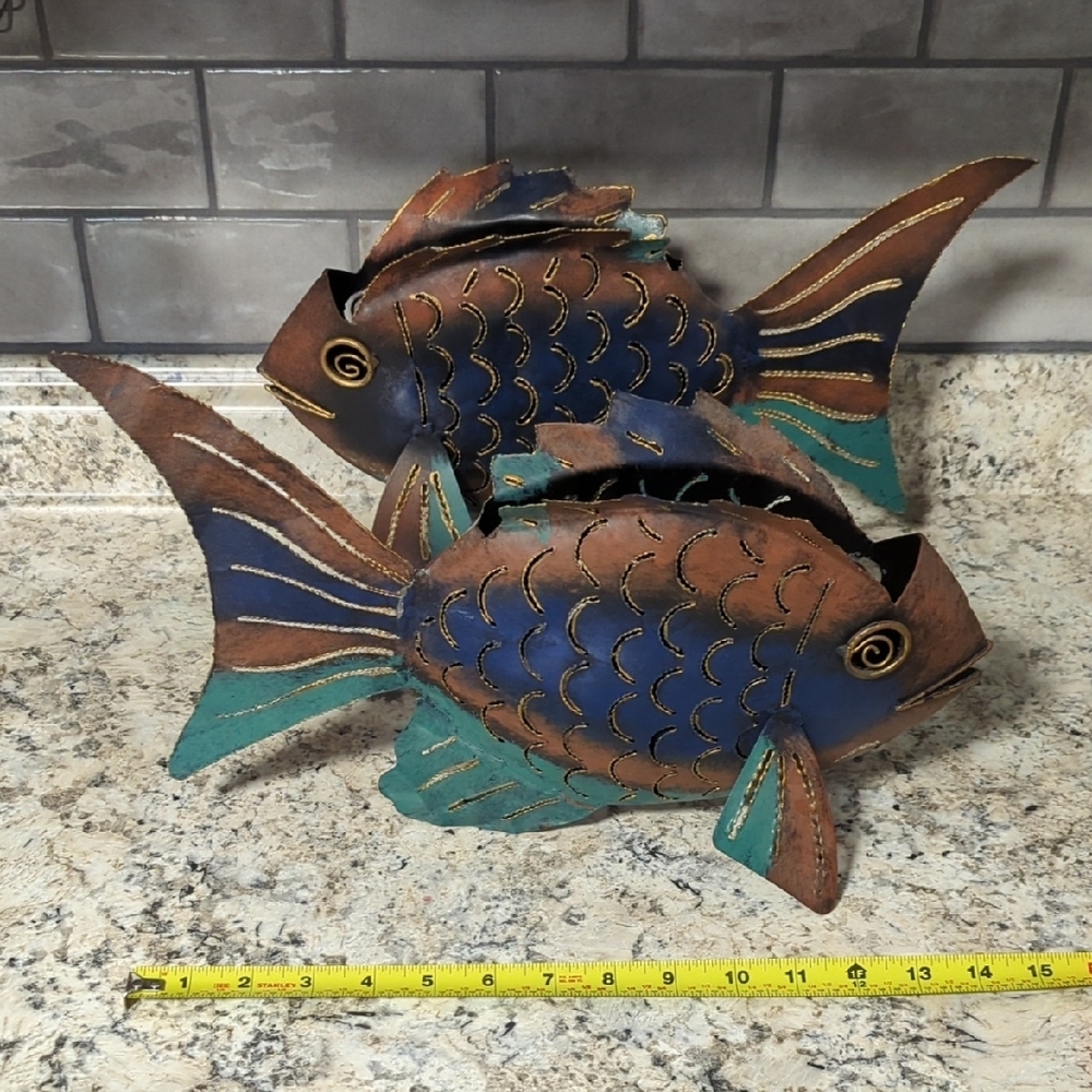 Decorative Blue and Brown Fish Sculpture